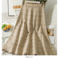Slim Plaid medium length skirt with tassel Knit Skirt  2586