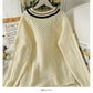 Pull femme à carreaux losanges pull ample et fin col V coréen 1863