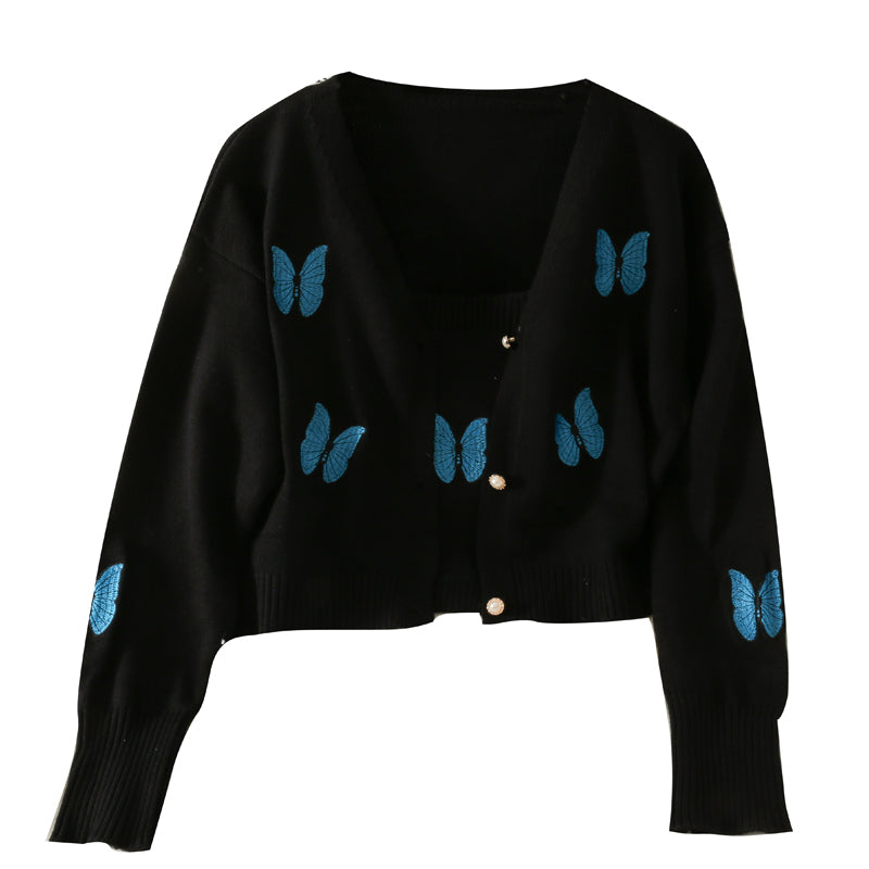 Pull cardigan avec bretelles courtes à l'intérieur 1701