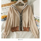 Pull à capuche pour femme, pull ample à rayures et fermeture éclair 2014