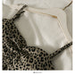 Retro leopard short pleated slim suspender skirt  2697