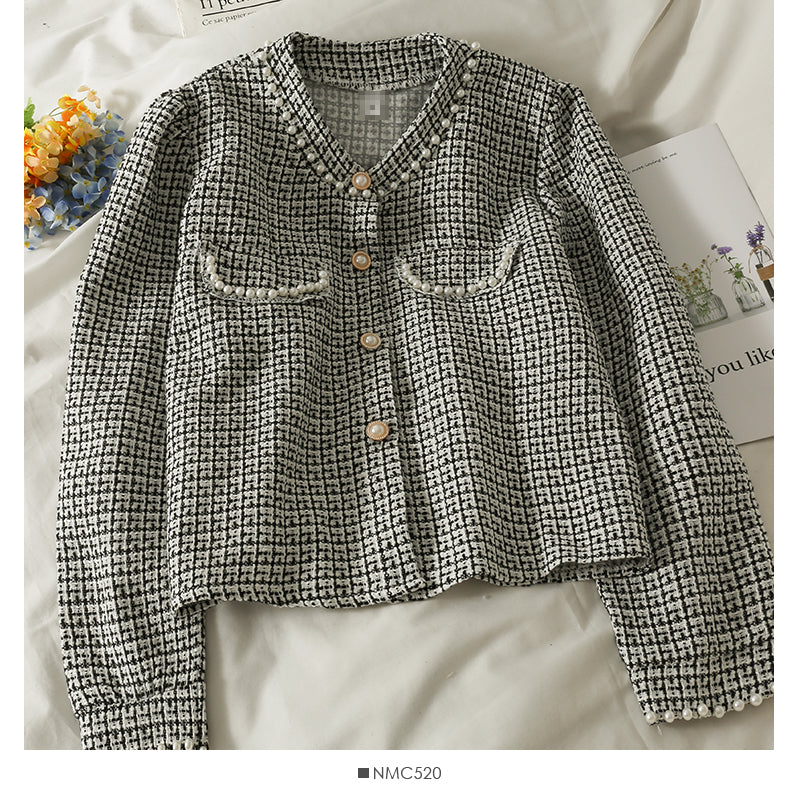 Small short tweed single breasted cardigan small coat  2092