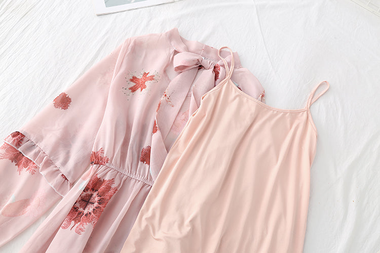 Retro broken flower fairy super xiansen series bottomed long skirt two-piece suit  2373