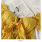 Bow neckline off shoulder high waist dress  2706
