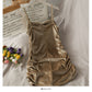 Korean retro golden velvet wrinkled tight short suspender dress  2711