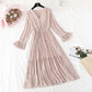 Small fresh pleated French retro long skirt Kikyo skirt  2383