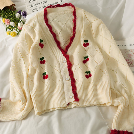 Joli cardigan pull cerise 1481