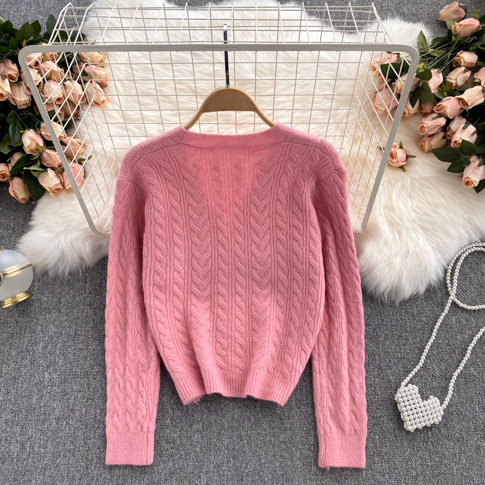 Nouveau manteau pull col V ample et paresseux pour femme 1621