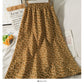 Hong Kong Vintage printed elastic waist thin over knee A-line skirt  2623
