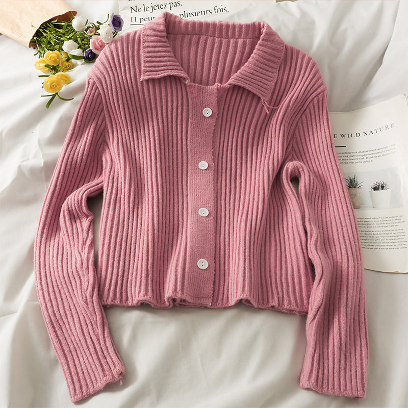 Pull cardigan à simple boutonnage à rayures verticales slim slim pour femme 2028
