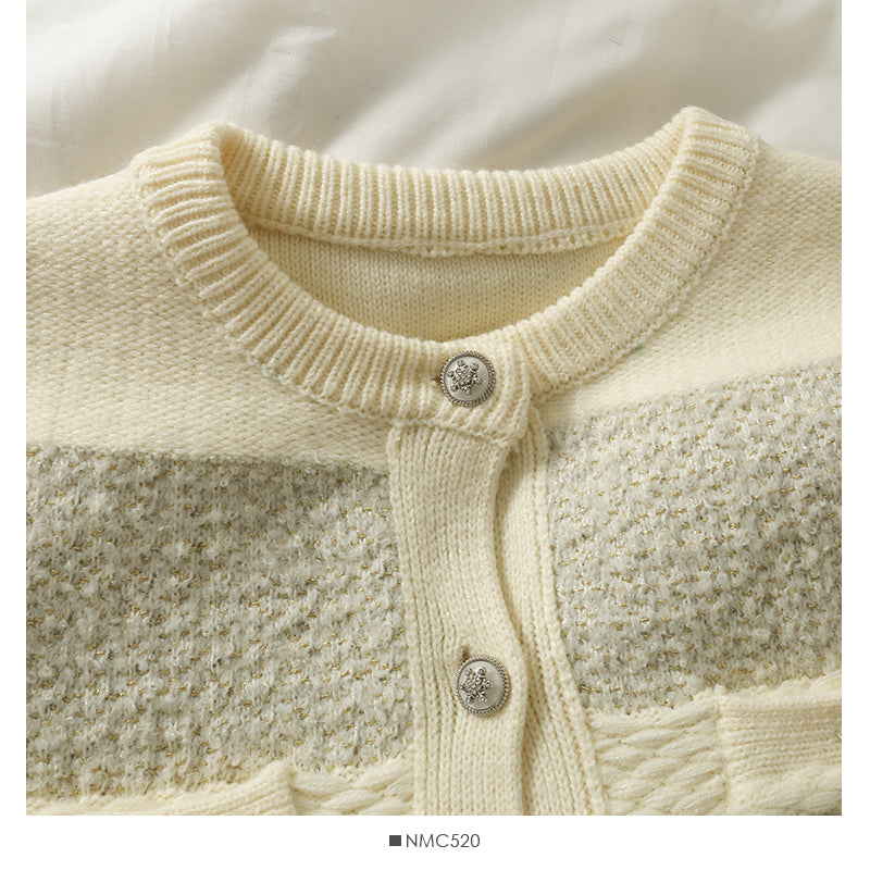 Cardigan à simple boutonnage en soie rayée rétro coréenne pour femme 2072