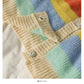 Cardigan simple boutonnage à rayures colorées élégant, pull à manches longues 1991