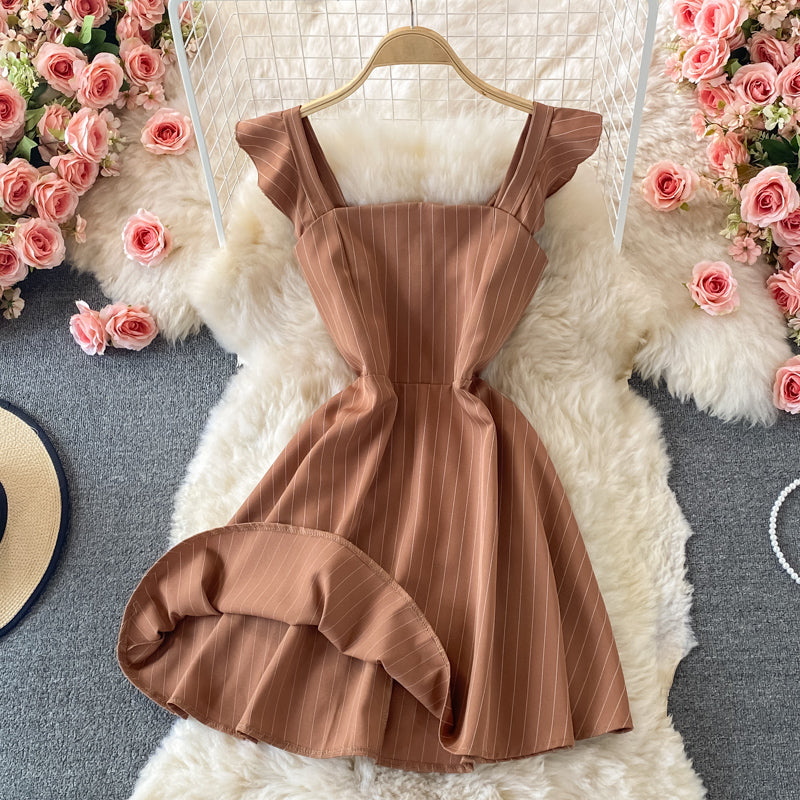 Backless striped strapless dress  2790