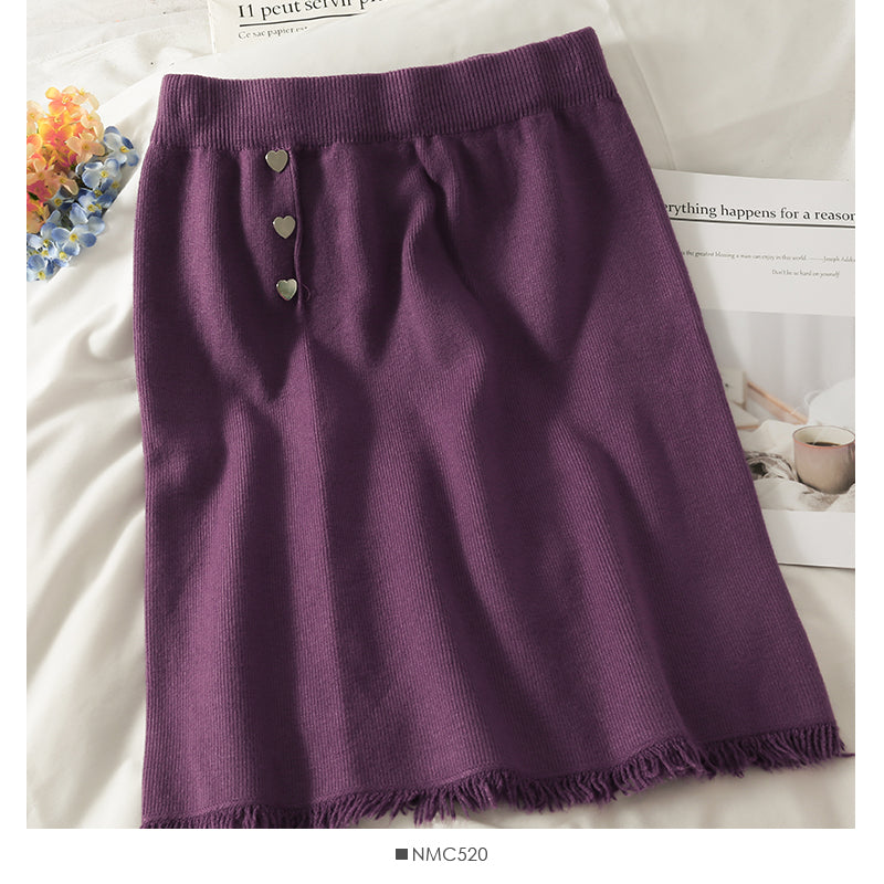 Slim candy color knitted Hip Wrap Skirt for women  2601