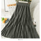 Versatile solid color high waist thin pleated skirt  2554