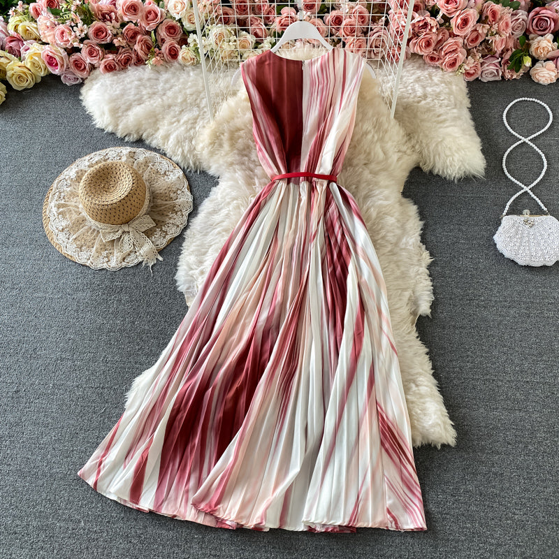 Robe longue sans manches à col en V dégradé 3182