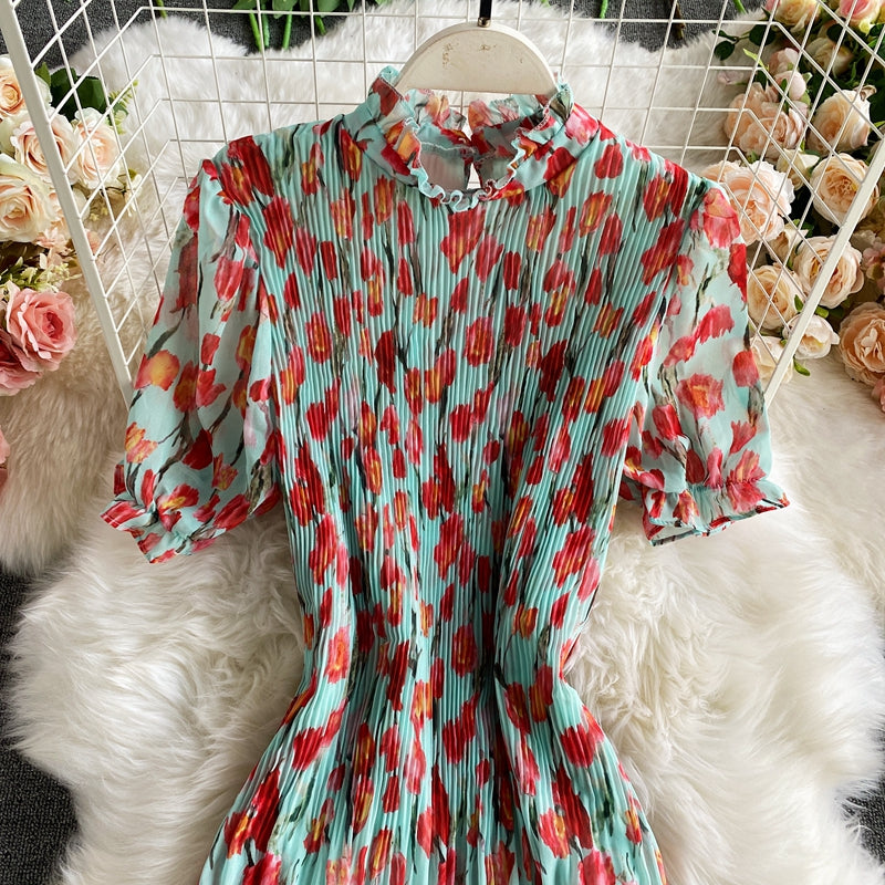 Robe plissée en mousseline fleurie 2881