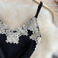 French retro Flower Embroidered backless knitted buttock dress  2782