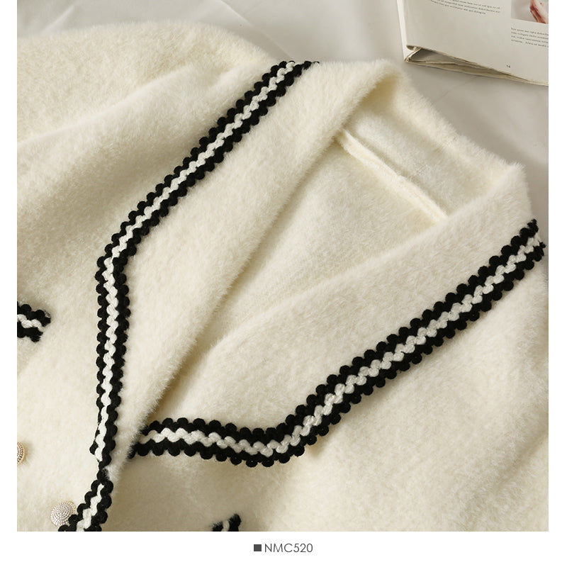Pull femme rayé ample fin Manteau en peluche 1844