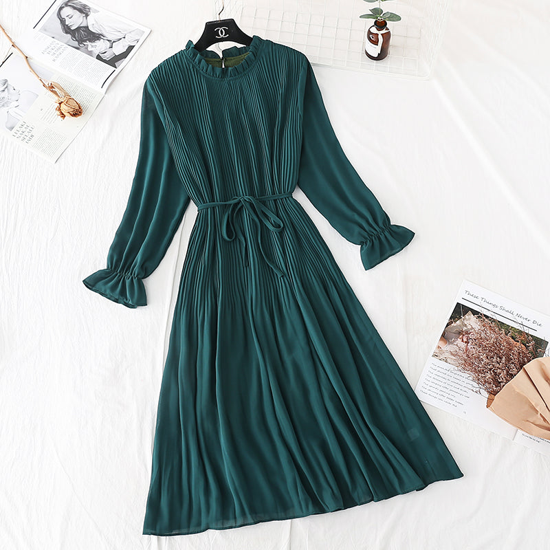French Vintage chiffon long skirt loose a-word slim large  2384