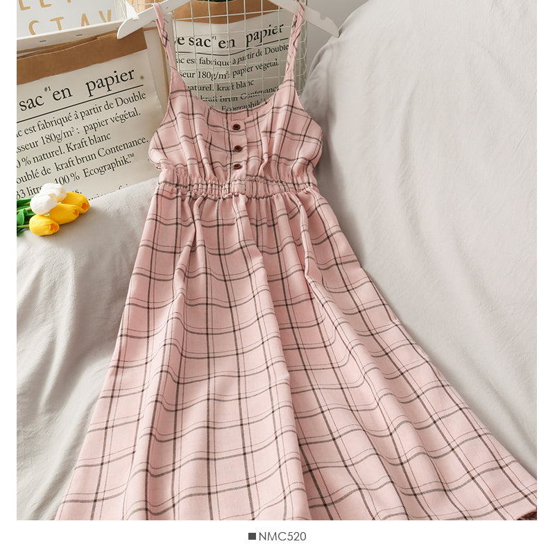 Simple plaid suspender belt slim suspender skirt 2701