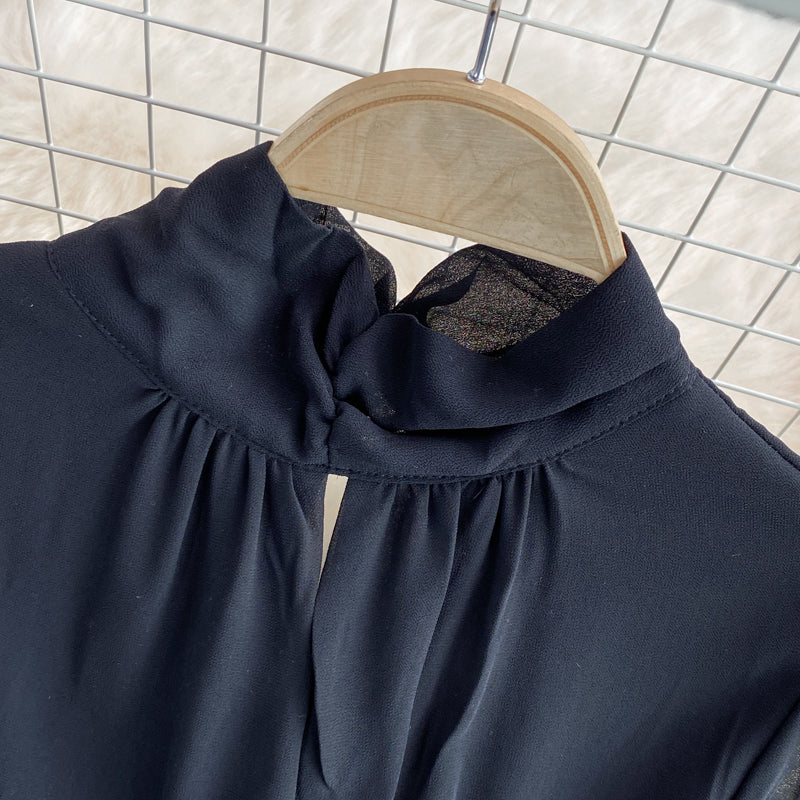 Robe plissée taille fine, longueur moyenne, manches longues 2997