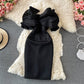 Ruffled off shoulder and exposed shoulder bag hip dress  2748