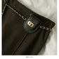 Korean high waist slim chain belt versatile split one-step skirt  2580