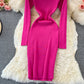 Age reducing sweet baby collar tight elastic knitted dress  2914
