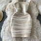Fashion slim one line collar wrap hip skirt  2753