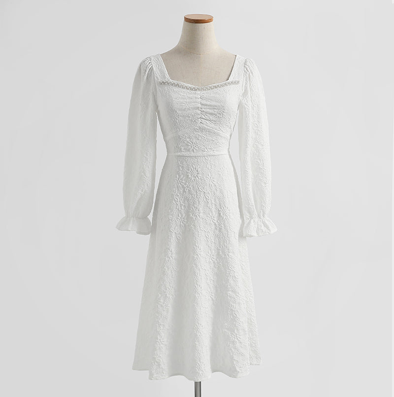 French white first love sweet temperament dress  2156