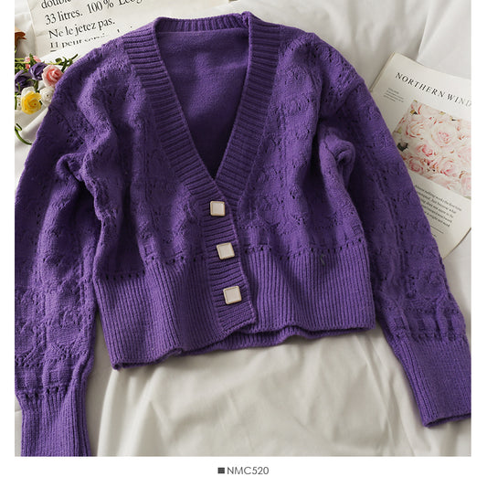 Pull ample à manches longues et col en V pour femme en tricot 1925