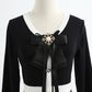 New bow knit dress long sleeve small fragrance A-line skirt  2421