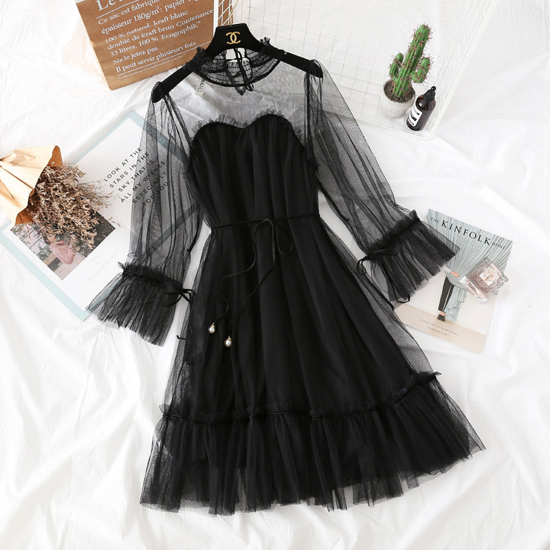 Lace mesh dress girl's heart is thin fairy skirt  2450