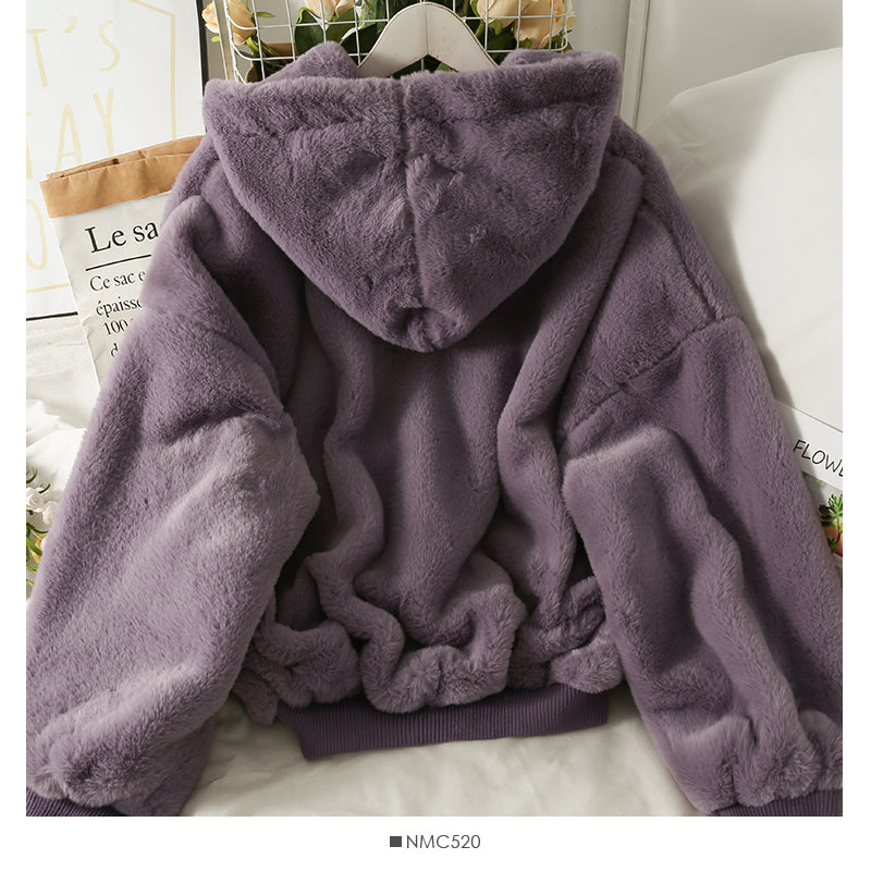 Versatile thickened Hoodie Korean drawstring lace up loose top  2117