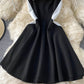 Cute A line short dress black dress  1322