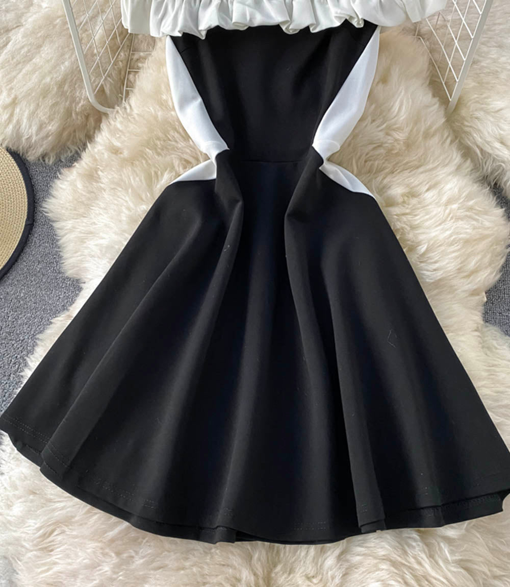 Cute A line short dress black dress  1322