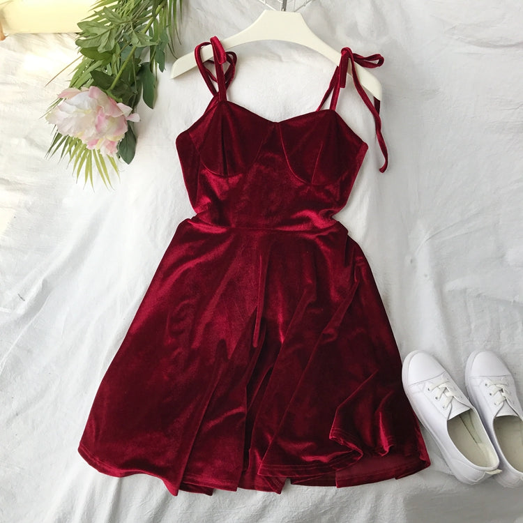 Bandage dress velvet suspender harbor style suspender skirt  3275