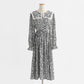 Dress gentle wind long sleeved chiffon skirt with slim waist and long Lapel skirt  2175