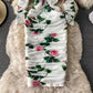 Robe cache-cœur à col carré et élastique en maille 2838