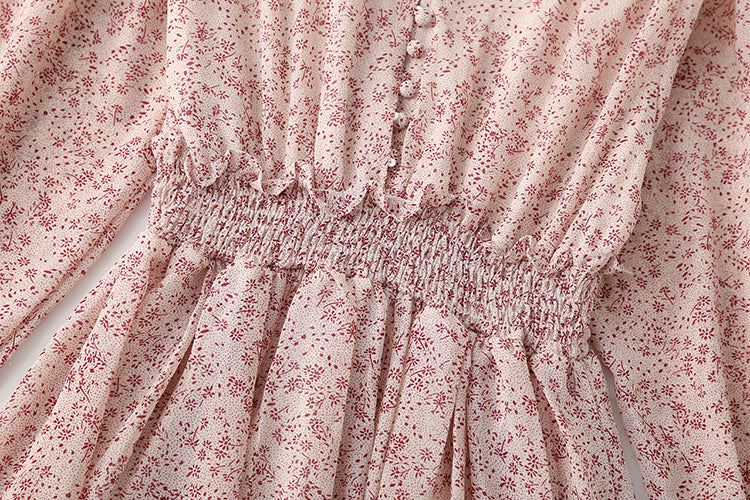 Broken Flower Chiffon French retro backing skirt fairy super fairy series  2418