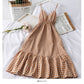 Plaid small Qingxin loose tight waist thin medium length dress  2682