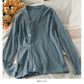 Pull à manches longues et col en V à simple boutonnage irrégulier Han Fan pour femme 2038