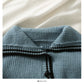 Pull cardigan court à simple boutonnage et à gros revers à rayures coréennes 2051
