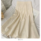 New pleated high waist thin medium length solid skirt  2639
