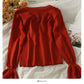 Les vêtements d'automne pour femmes en tricot semblent fins et polyvalents, haut à manches trompette 1961