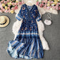 Robe fleurie à volants grande jupe vacances douce jupe longue 3141