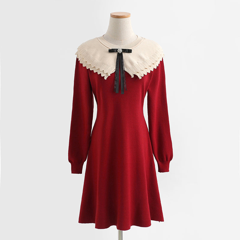 The new baby collar knitted skirt is thin with a bottomed sweater skirt  2444