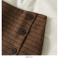 Hong Kong style retro breasted high waist thin wool versatile skirt  2593