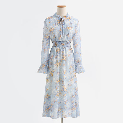 New gentle lace up long sleeve dress small and fresh  2218